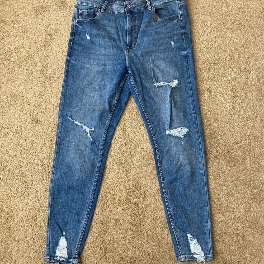 Denim&Co Distressed Blue Slim-Straight Jeans Women’s Size 12